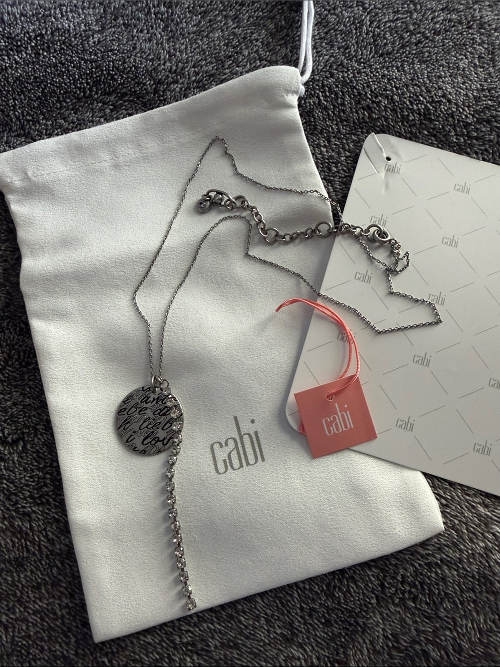 CAbi Silver Script Pendant Necklace